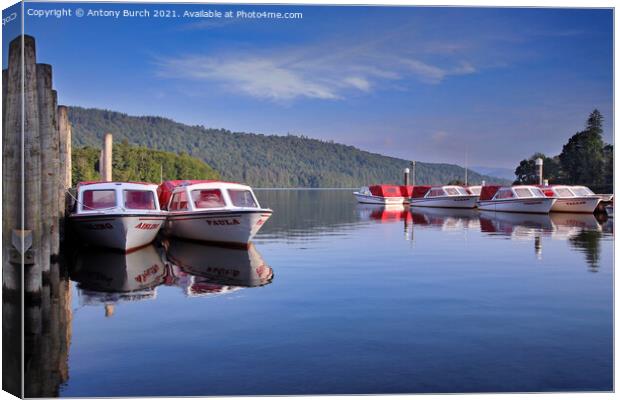 Windermere Hire Boats Canvas Print by Antony Burch