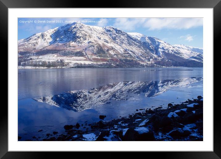 Winters Frozen Reflection Framed Mounted Print by Derek Daniel