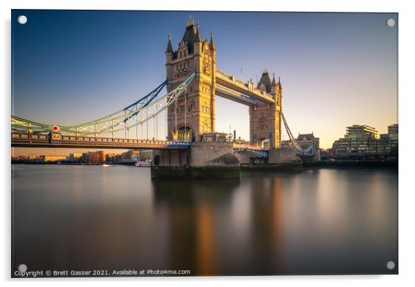Smooth Tower Bridge Sunset Acrylic by Brett Gasser