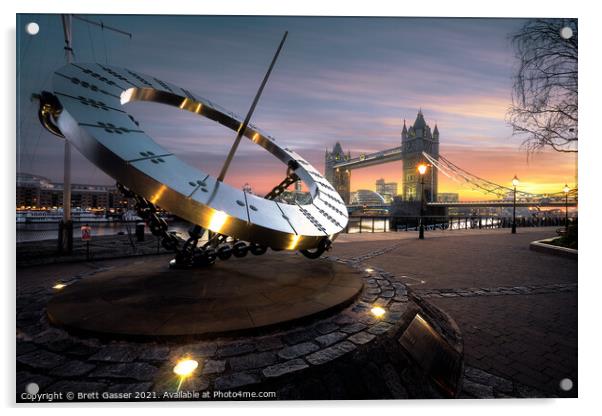 Tower Bridge Timepiece Acrylic by Brett Gasser