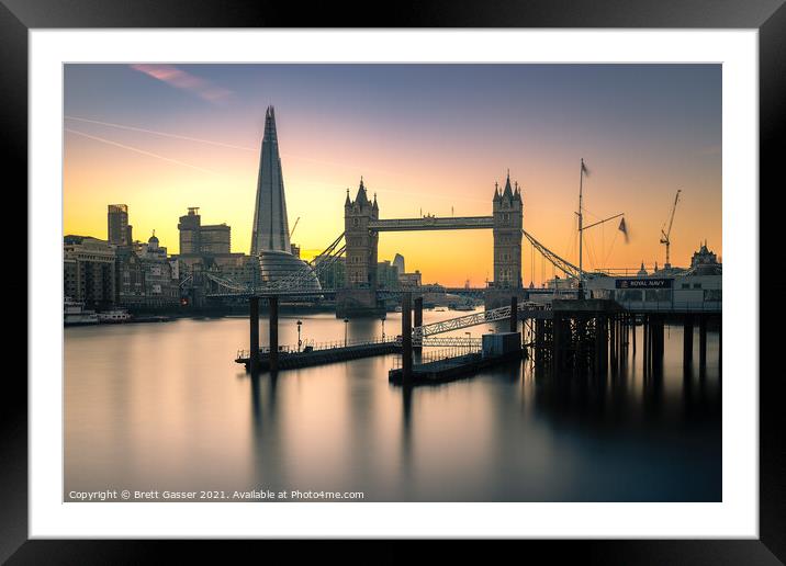 Tower Bridge and Shard Sunset Framed Mounted Print by Brett Gasser