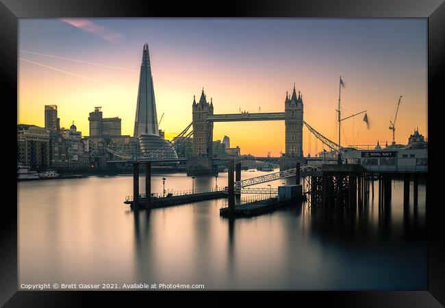 Tower Bridge and Shard Sunset Framed Print by Brett Gasser