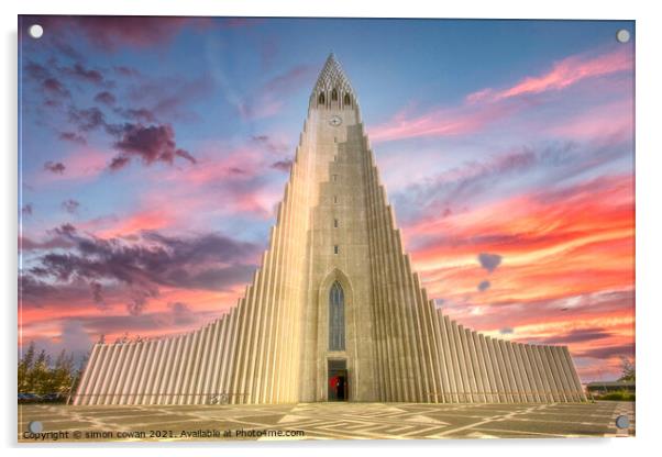 Hallgrímskirkja  Lutheran parish church in Reykjav Acrylic by simon cowan