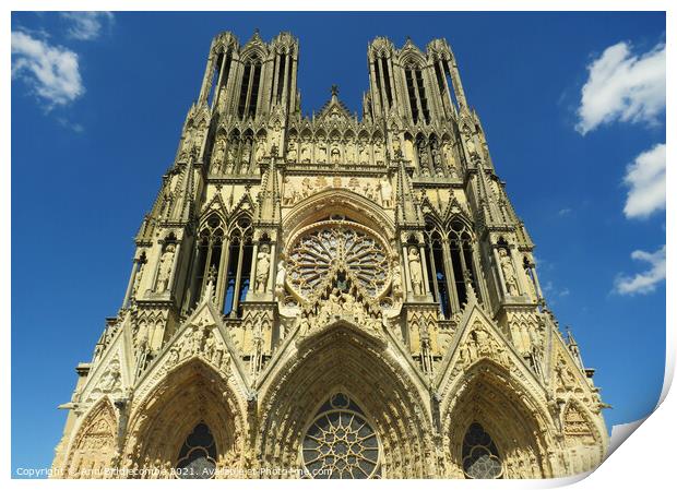 Reims Cathedral Print by Ann Biddlecombe
