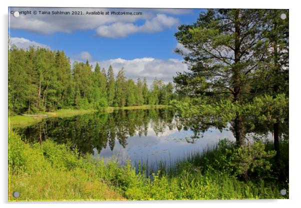 Lake Sorvasto Summer Landscape Acrylic by Taina Sohlman
