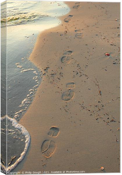 Footsteps on the beach Canvas Print by Philip Gough