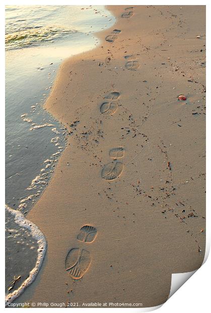 Footsteps on the beach Print by Philip Gough