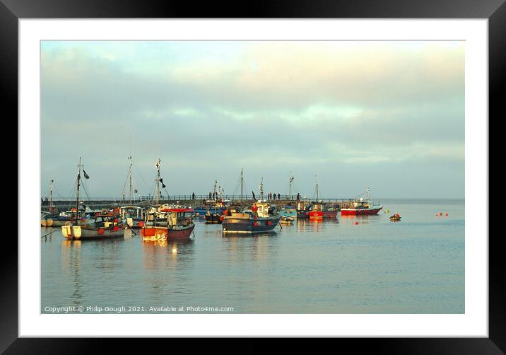 Boats in the harbour Framed Mounted Print by Philip Gough