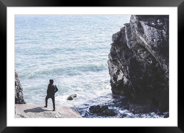 Wanderer Above the Jurassic Coast #1 Framed Mounted Print by Awoken Photography UK