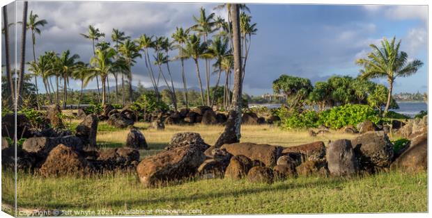 Ancient Hawaiian temple, or Heiau Canvas Print by Jeff Whyte