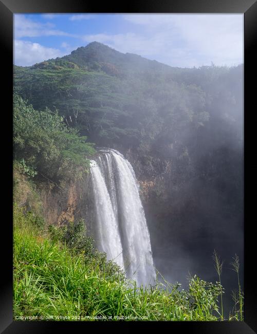 Wailua waterfalls on Kauai Framed Print by Jeff Whyte