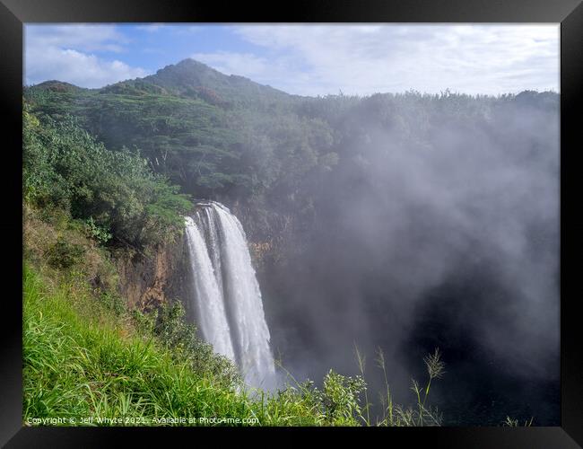 Wailua waterfalls on Kauai Framed Print by Jeff Whyte