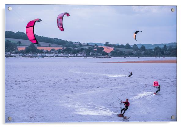 Kite surfers. Acrylic by Bill Allsopp