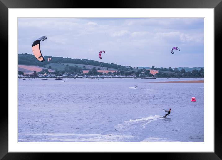 Kite surfing on the Exe. Framed Mounted Print by Bill Allsopp