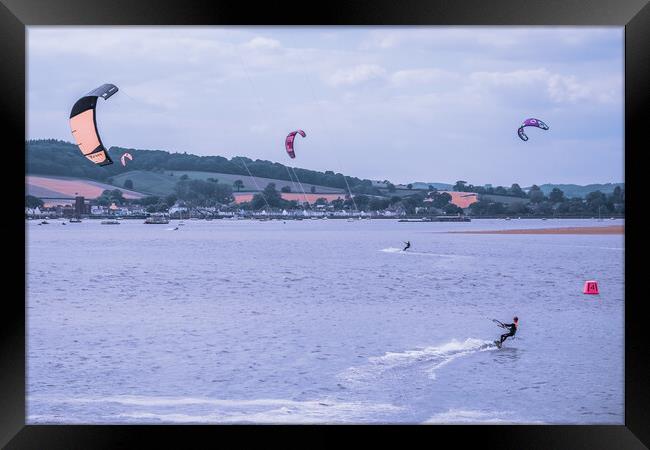 Kite surfing on the Exe. Framed Print by Bill Allsopp