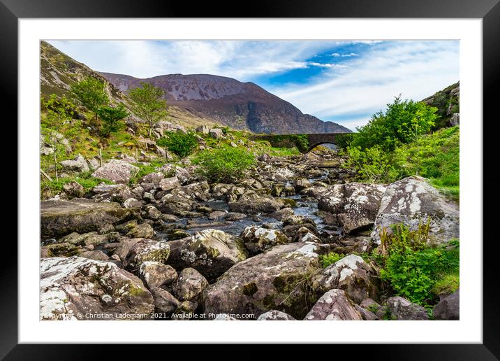 Gap of Dunloe, mountain pass, County Kerry, Irelan Framed Mounted Print by Christian Lademann