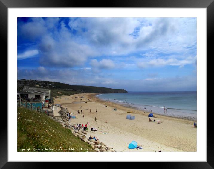 Praa Beach Cornwall Framed Mounted Print by Les Schofield