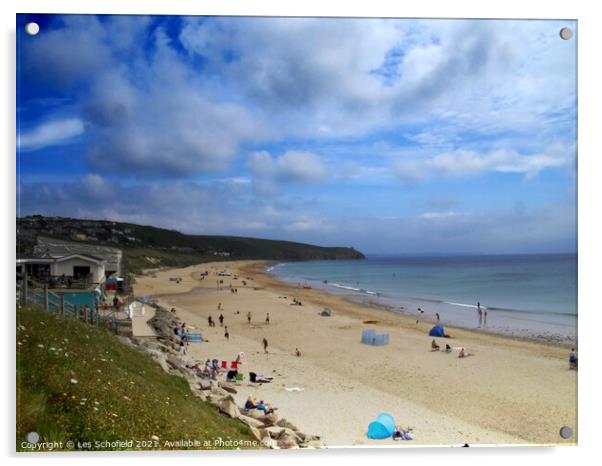 Praa Beach Cornwall Acrylic by Les Schofield