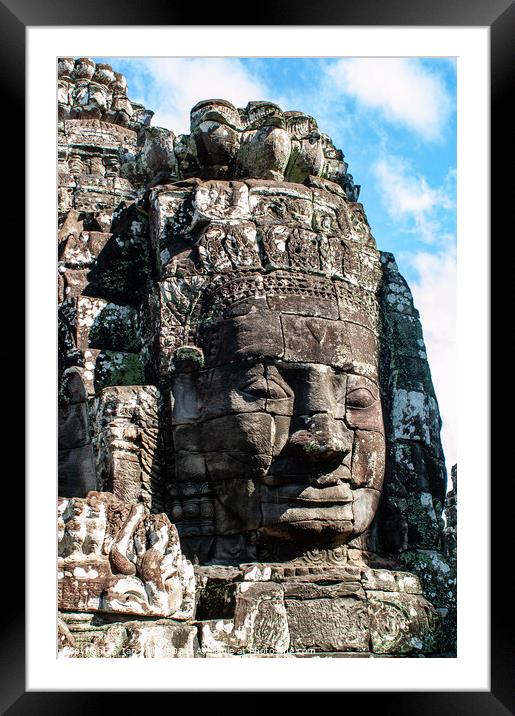 Faces in Stone, Angkor Thom, Cambodia Framed Mounted Print by Ian Miller