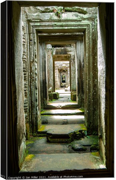 Hallway at Angkor Wat, Cambodia Canvas Print by Ian Miller