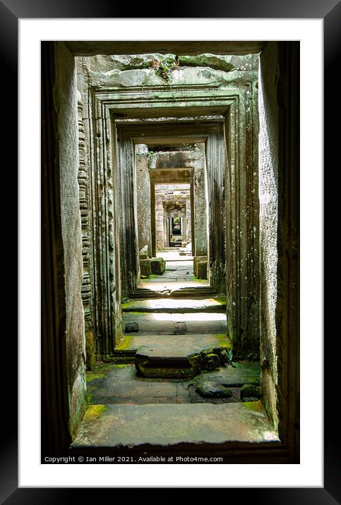 Hallway at Angkor Wat, Cambodia Framed Mounted Print by Ian Miller