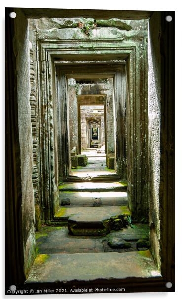 Hallway at Angkor Wat, Cambodia Acrylic by Ian Miller