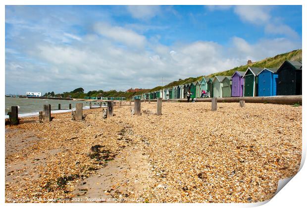 Beach Huts on the Hampshire coast in the South of England Print by Michael Harper