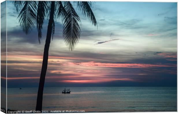  Colourful pink and grey cloudy exotic tropical su Canvas Print by Geoff Childs