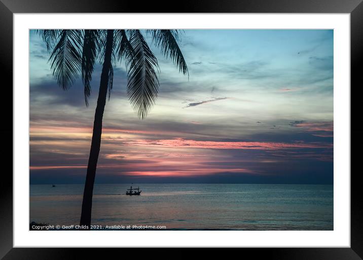  Colourful pink and grey cloudy exotic tropical su Framed Mounted Print by Geoff Childs