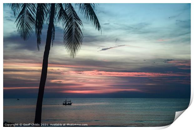  Colourful pink and grey cloudy exotic tropical su Print by Geoff Childs