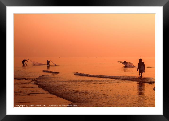  Colourful pink glow tropical sunrise seascape wit Framed Mounted Print by Geoff Childs
