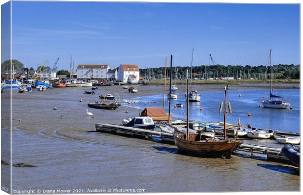 Tide mill and Quay Woodbridge Suffolk Canvas Print by Diana Mower