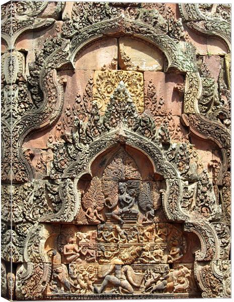 Banteay Srei Temple Chandi Carvings Canvas Print by Mark Sellers
