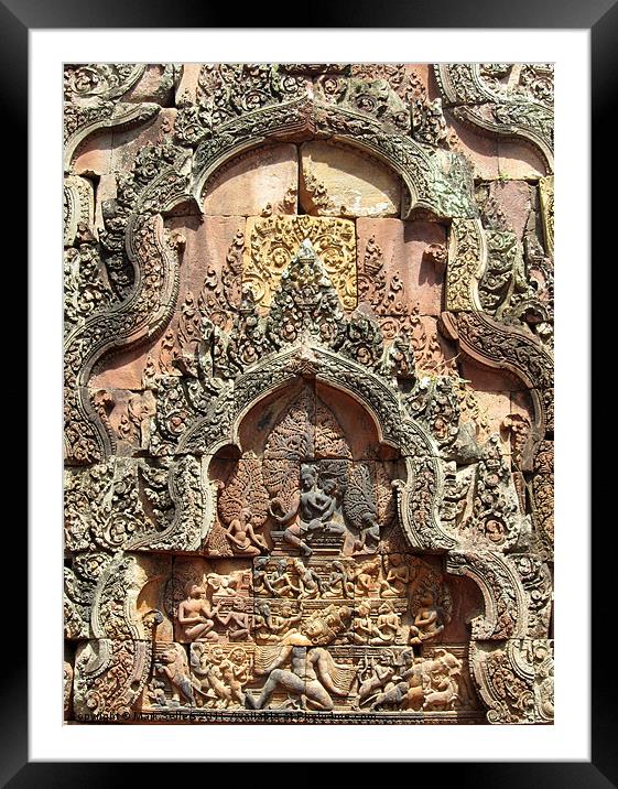 Banteay Srei Temple Chandi Carvings Framed Mounted Print by Mark Sellers