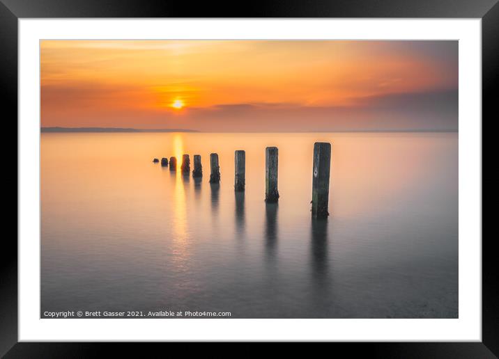 Groyne Sunset Framed Mounted Print by Brett Gasser
