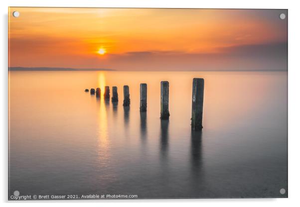 Groyne Sunset Acrylic by Brett Gasser