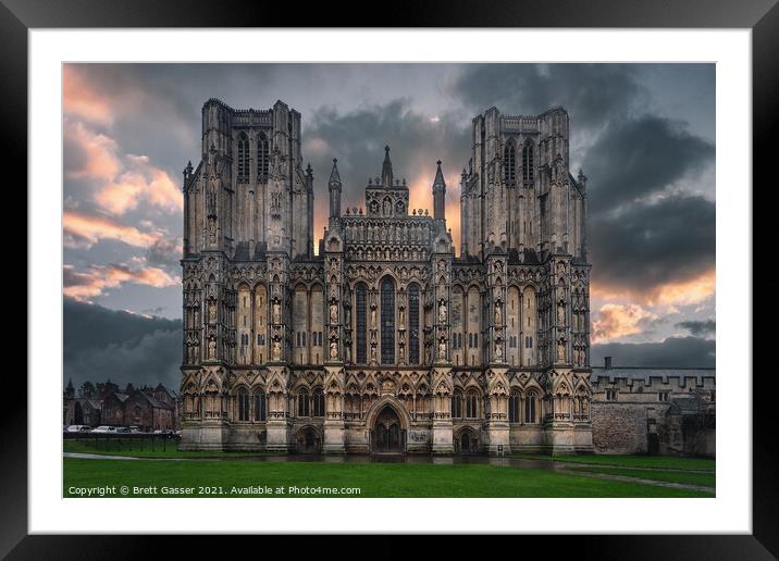 Wells Cathedral sunset Framed Mounted Print by Brett Gasser