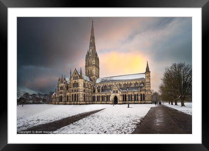 Salisbury Cathedral Christmas Framed Mounted Print by Brett Gasser