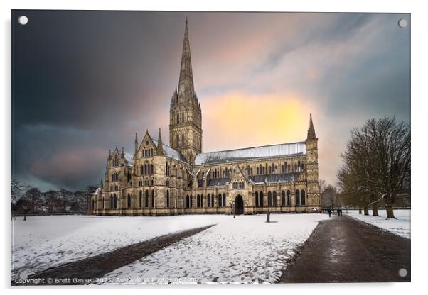 Salisbury Cathedral Christmas Acrylic by Brett Gasser