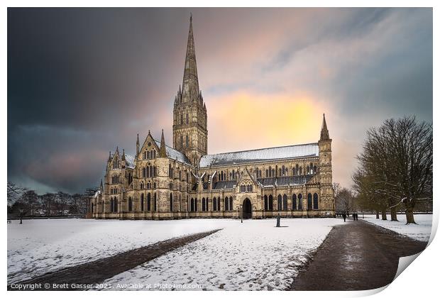 Salisbury Cathedral Christmas Print by Brett Gasser