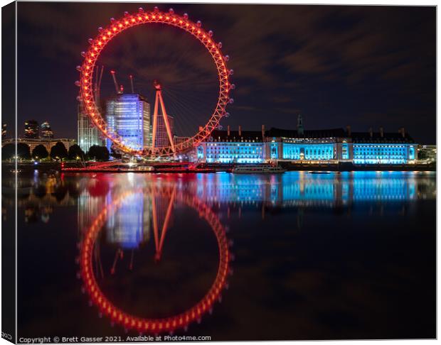 London Eye Reflections Canvas Print by Brett Gasser