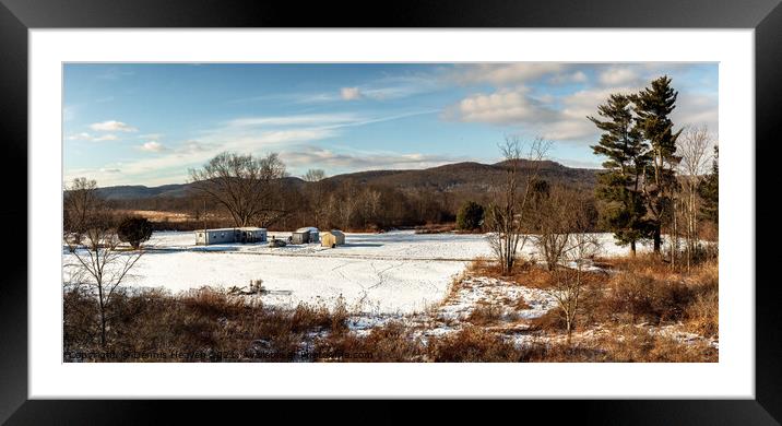 A Pennsylvania Snow Covered Landscape Panorama Framed Mounted Print by Dennis Heaven