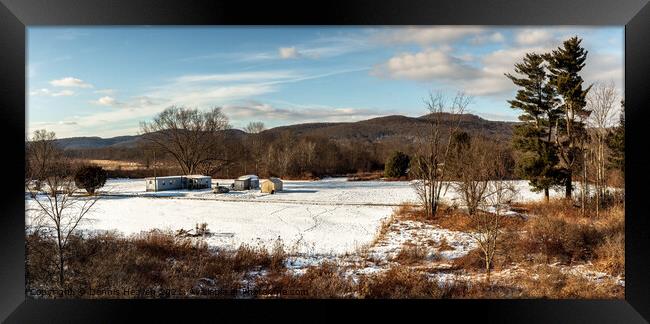 A Pennsylvania Snow Covered Landscape Panorama Framed Print by Dennis Heaven