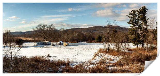 A Pennsylvania Snow Covered Landscape Panorama Print by Dennis Heaven