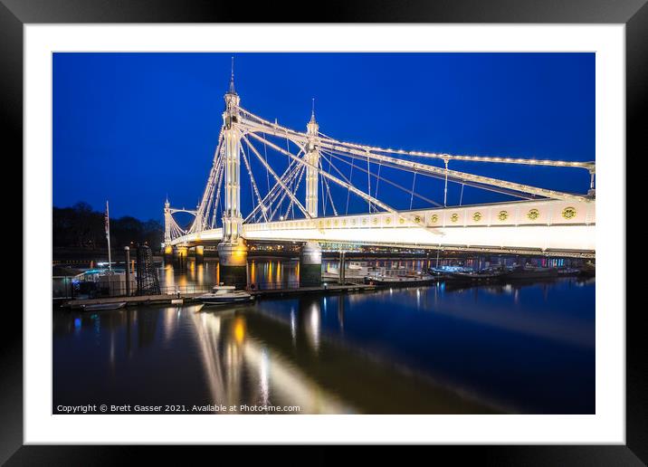 Albert Bridge Night Framed Mounted Print by Brett Gasser