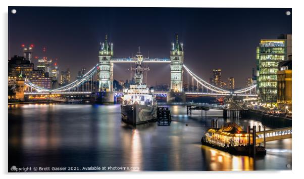Tower Bridge and HMS Belfast Acrylic by Brett Gasser