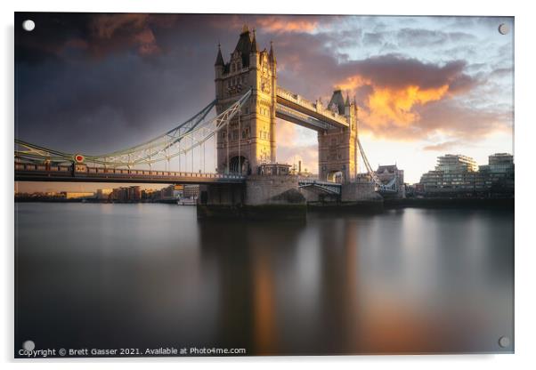 Tower Bridge Sunset Acrylic by Brett Gasser