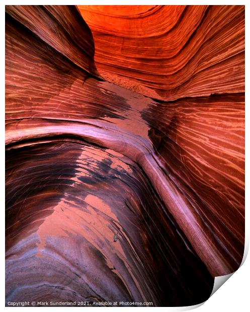 Sandstone Alcove at Coyote Buttes Print by Mark Sunderland