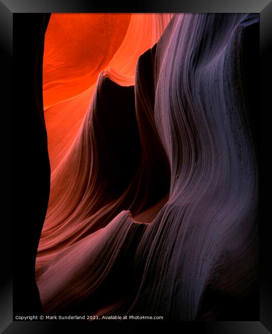 Sandstone Formation at Lower Antelope Canyon Framed Print by Mark Sunderland