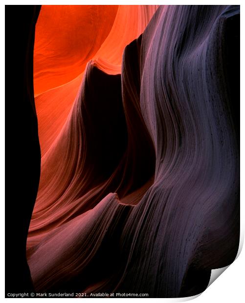 Sandstone Formation at Lower Antelope Canyon Print by Mark Sunderland